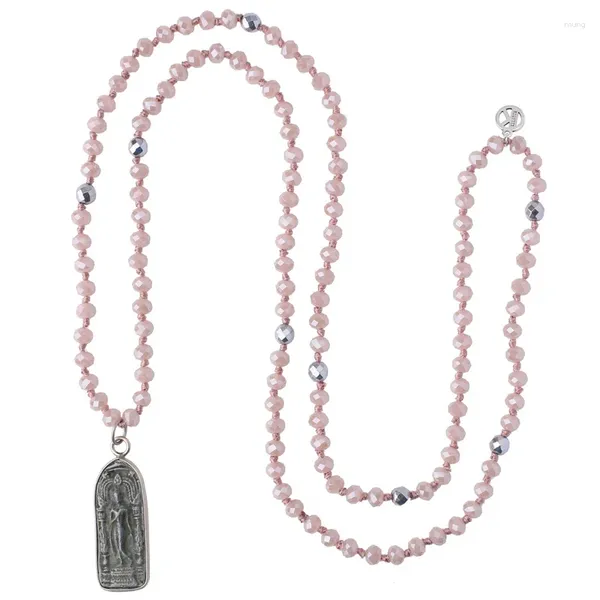 Pendentif Colliers Kelitch Yoga Rose Bouddha en forme de Y Pierre naturelle Perle Déclaration Bracelets Mala Bijoux