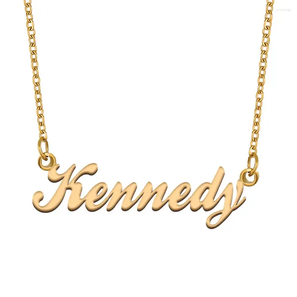 Pendentif Colliers Kennedy Nom Collier pour femmes Bijoux en acier inoxydable Plaqué or Chaîne de plaque signalétique Femme Mères Girlfriend Cadeau
