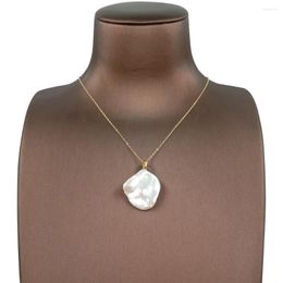 Collares pendientes Collar de perlas barrocas Keshi PLATA 925 con chapado en oro de 18 k NATURALEZA PERLA DE AGUA DULCE-buena 16-19 mm Grande