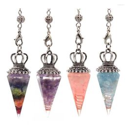 Hangende kettingen Kft Natural 6 gefacetteerde zeshoekige slinger voor Reiki Wicca Dowing Balancing Spiritual Resin Crystal Stone ketting