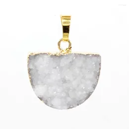 Pendentif Colliers KFTNatural Agate Geode Cristal brut Énergie minérale Cristaux de guérison Cluster Cave Collection Spécimen Pierre colorée