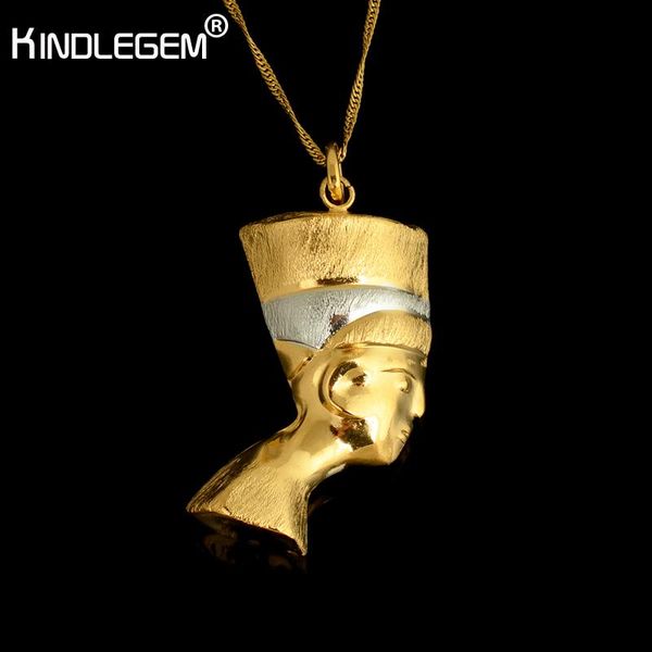 Pendentif Colliers Kindlegem Pur Or Couleur Pharaon Collier Chian Pour Femmes Hommes Dubaï Égyptien Bijoux Italie Haute Qualité Bijoux