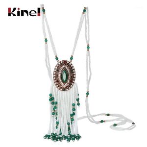 Hanger kettingen kinel Turkse vintage sieraden groene kristallen kraal voor vrouwen antieke goud lange grote kwast ketting choker