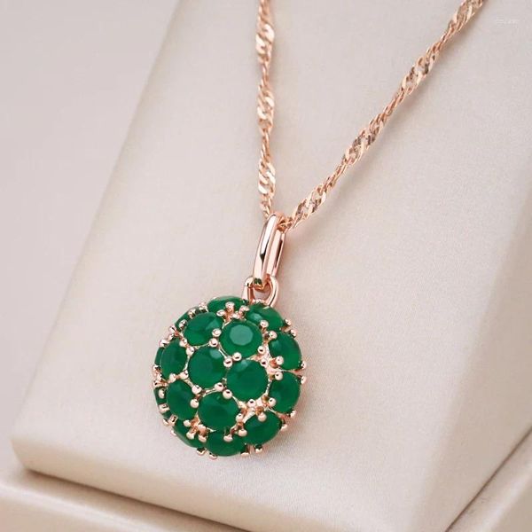 Colliers de pendentif Kinel Collier de zircon naturel en zircon naturel inhabituel Inhabituel Green Full Green Party Fine Bijoux