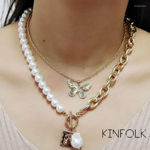 Collares colgantes Kinfolk Vintage Barroco Cadenas de perlas Collar 2023 Geométrico Aangel Mariposa para mujeres Punk Charm Jewelry