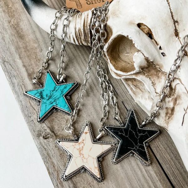 Colliers pendentifs KINGMAN STAR NECKLACE - Collier tour de cou turquoise pour femmes Bijoux du sud-ouest Accessoires occidentaux Rodeo Comment