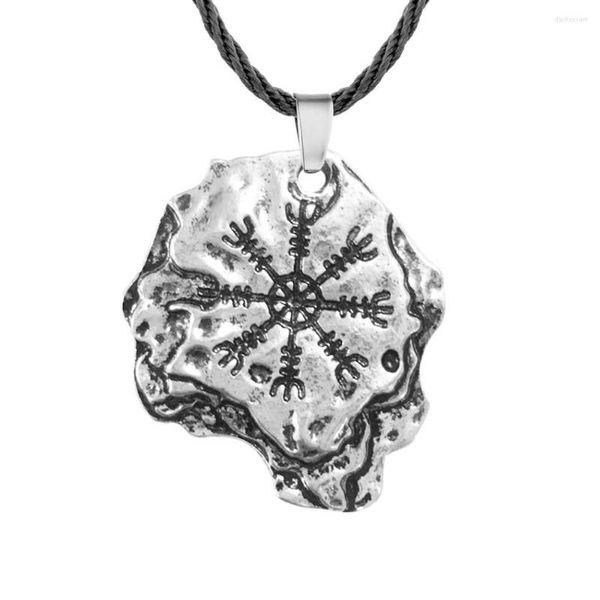 Pendentif Colliers Kinitial Rétro Viking Charme Aegishjalmr Helm Of Awe Protection Rune Norse Odin Nord Scandinave Magique Collier Bijoux