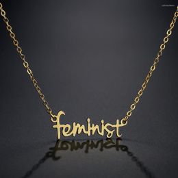 Pendentif Colliers Kinitial Inoxydable Lettre Féministe Pendentifs Pour Femmes Déclaration Clavicule Chaîne Ras Du Cou Charme Collier Collare Bijoux