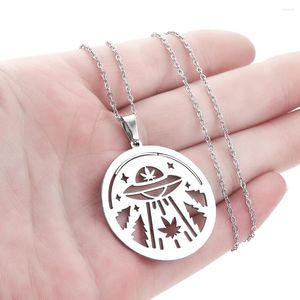 Hanger kettingen kinitiaal roestvrij staal UFO buitenaardse charme ketting voor vrouwen meisje punk cadeaubon juwelen