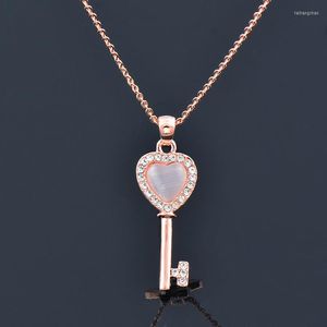 Hanger kettingen kiOozol klassiek opaal hart sleutel micro -inleg cz rose goud zilveren kleur choker voor vrouwen statement sieraden zd1 xs3