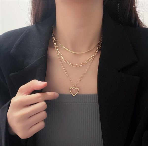 Pendentif Colliers KLG Contracté Multicouche Évider Chaîne Pull Léger Mode Luxe Conception Clavicule Amour Femme