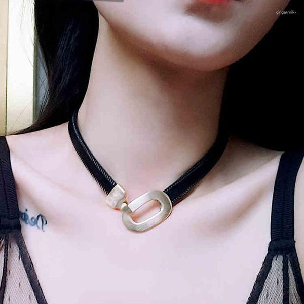 Pendentif Colliers KLG Le Noir Collier Ras Du Cou Femme En Cuir Corde Chaîne Web Célébrité Clavicule Cou Avec Collier Ornements