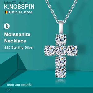 Hanger Kettingen KNOBSPIN 3ct D VVS1 Moissanite Kruis Hanger Kettingen voor Vrouwen Man Vonkende Diamant met GRA % 925 Sterling Zilveren Ketting Q231026