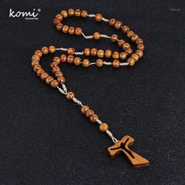 Hanger Kettingen Komi Katholieke Christus Orthodoxe Houten Kralen Holle Kruis Ketting Voor Vrouwen Mannen Religieuze Jezus Rozenkrans Sieraden Gi239l