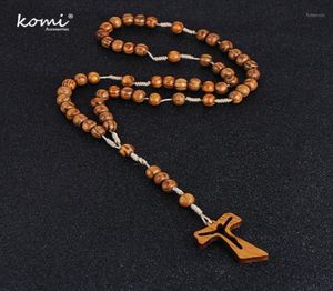 Colliers pendentifs Komi Christ catholique orthodoxe Perles en bois