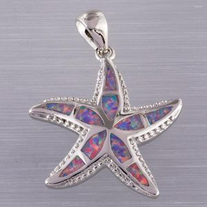 Pendentif Colliers KONGMOON Étoile De Mer Lavande Violet Opale De Feu Argent Plaqué Bijoux Pour Femmes Collier