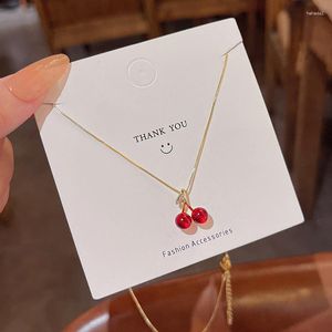 Pendentif colliers corée rouge cerise collier dames Design polyvalent clavicule chaîne fête cadeau bijoux 2023 pour les femmes