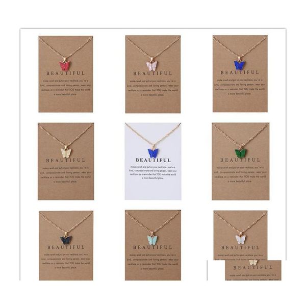 Pendentif Colliers Coréen Acrylique Mignon Papillon Collier Pour Femmes Doux Animal Déclaration Bijoux Avec Cadeaux Carte Drop Delivery Penda Ot97W