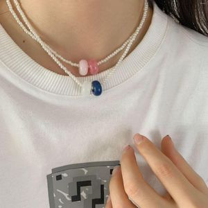 Hanger Kettingen Koreaanse Charm Kralen Ketting Voor Vrouwen Mode Vintage Eenvoudige Boho Punk 90s Esthetische Sieraden Gift