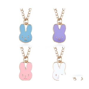 Collares pendientes Esmalte Coreano Cabeza de Conejo Mujeres Dibujos Animados Lindos Animales Pequeños Encanto Cadenas de Oro Para Hombres Joyería de Moda Regalo Gota Del Dhfpn