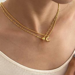 Collares colgantes Accesorios de moda coreana en cadena de cuello de letra Chapado en latón 22k Colgantes de oro grueso Joyería Collar de mujer