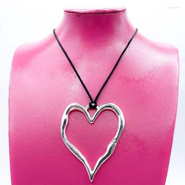 Collares pendientes moda coreana Irregular gran amor corazón colgantes collar para mujeres lindo dulce Simple estético cuerda cadena joyería