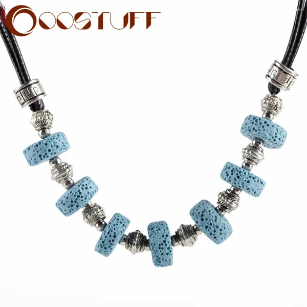 Collares colgantes Moda coreana Cuentas de piedra de lava Collar gótico Naturaleza Joyería hecha a mano para mujeres Suspensión Producto de tendencia en