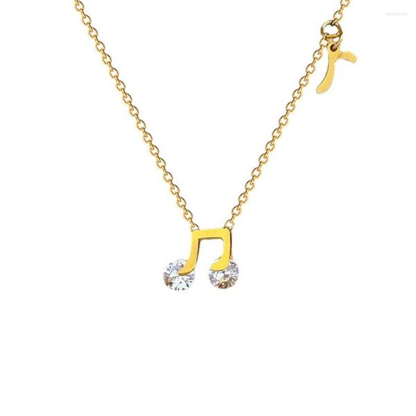 Pendentif colliers mode coréenne Notes de musique collier pour femmes cristal acier inoxydable femme tour de cou bijoux de mariage cadeau