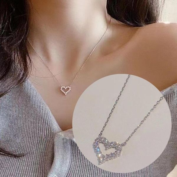 Pendentif colliers mode coréenne collier pour femmes en forme de coeur Zircon tempérament clavicule chaîne fête d'anniversaire bijoux cadeau
