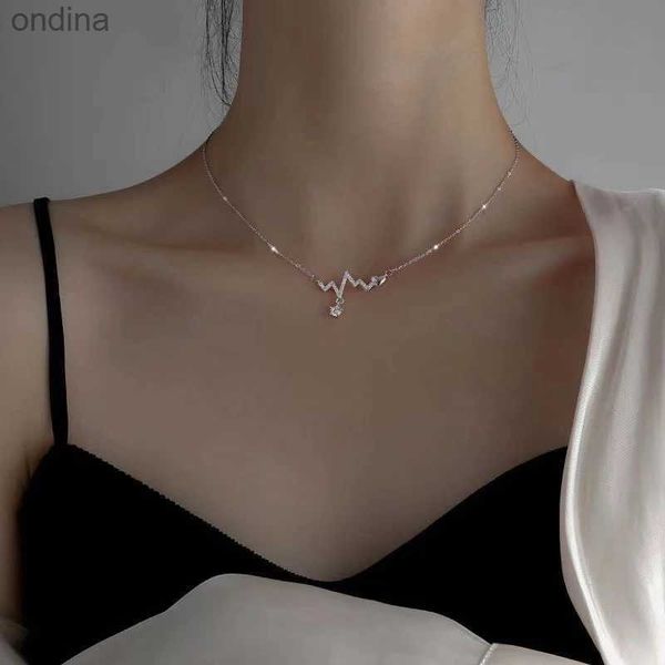 Pendentif colliers Mode coréenne Zircon ECG pendentif collier pour femmes brillant lune papillon tour de cou clavicule chaîne filles fête de mariage bijoux cadeau YQ240124