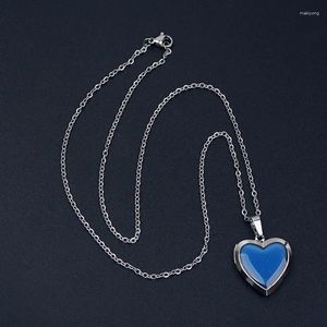 Hanger Kettingen Koreaanse Grappige Temperatuurgevoelige Kleur Veranderende Liefde Vrouwen Te Openen Hart Ketting Mode-sieraden