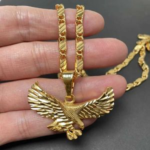 Hangende kettingen Koreaanse gouden adelaar ketting 24k goud vergulde ketting heren hanger sieraden cadeau 50 cm 60 cm 240419