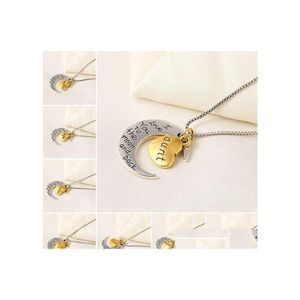 Pendentif Colliers Bijoux coréens Sier Croissant de Lune Coeur Charme Je t'aime à la livraison directe et arrière Pendentifs Dhabp