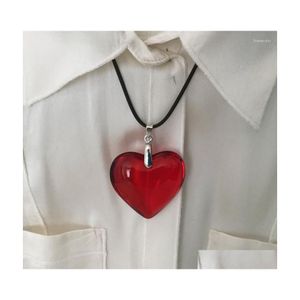 Pendant Necklaces Korean Red Heart Crystal Necklace Fashion Women Jewelry Engagement Accessories Romantic Valentines Day Gift Drop D Dhg8M