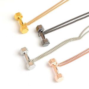 Hanger kettingen Koreaans rosé goud kleurrijk paar fitness dumbbell hanger ketting mode sieraden cadeauqqqs