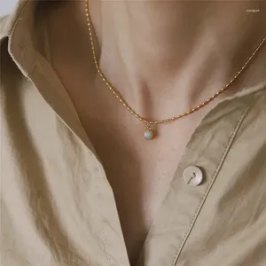 Colliers pendentifs Collier coréen petit collier avec chaîne de cols femmes en acier titane plaqué 18 k bijoux de fête