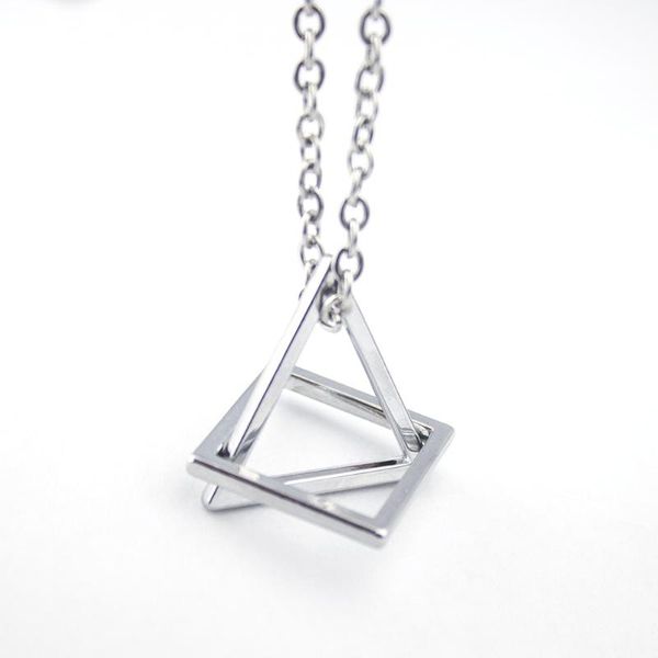 Pendentif Colliers Coréen Space Personnalité Street Hip Hop Géométrique Tendance Triangle Carré Étudiant Couple Collier