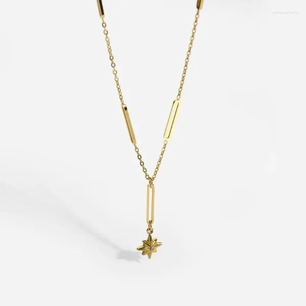 Collares colgantes Estilo coreano 18K Chapado en oro Collar de estrella de acero inoxidable Joyería de lujo Gota al por mayor