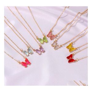 Collares pendientes Coreano Súper Hada Chica Fantasía Cristal Mariposa Cadena de clavícula femenina Collar de mujer Entrega de gota Joyería Dhlda