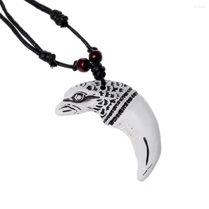 Hanger kettingen Koreaanse versie mode wolf tand ketting harsen wax touw heren en dames dominante sieraden