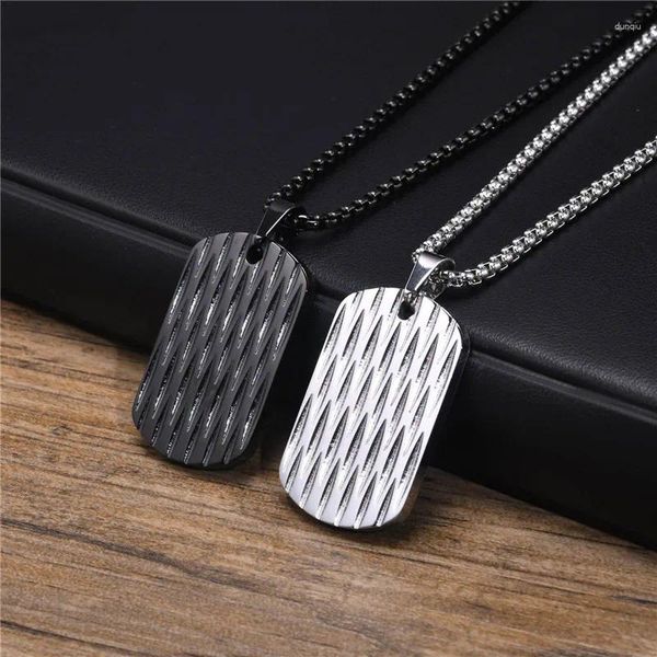 Collares colgantes KOTiK Moda para hombre Etiqueta de perro Punk Vintage Acero inoxidable Collar geométrico Joyería de cumpleaños Regalos