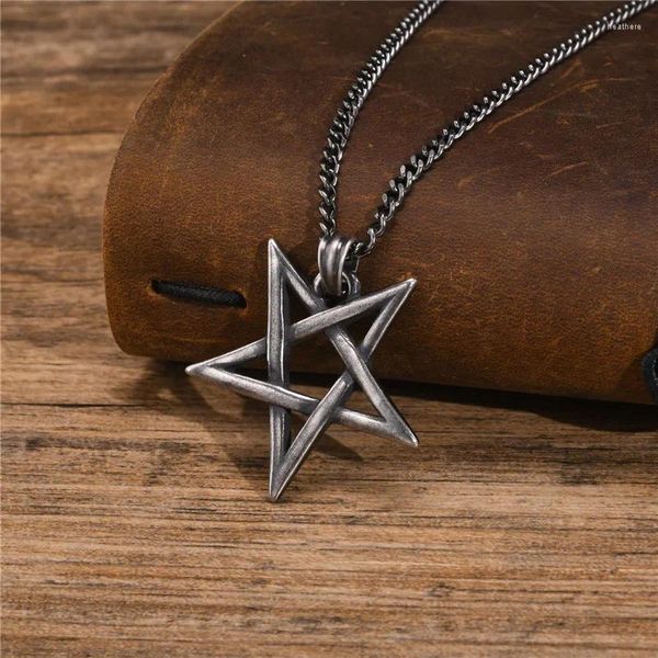 Pendentif Colliers Kotik Punk Vintage Star de David pour hommes Collier hexagonal en acier inoxydable Rétro Amulette Bijoux Cadeaux