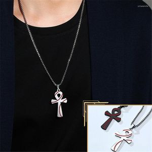 Pendentif Colliers KOtik Élégant Sport Baseball Pour Hommes Noir Argent Couleur En Acier Inoxydable Croix Mâle Cadeaux Bijoux