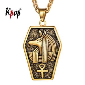 Hangende kettingen kpop anubis ankh sleutel van het leven charme vlekje staal Egyptische hiëroglief God de onderwereld kruis ketting voor mannen 270K