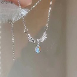 Pendentif Colliers Kpop fée Zircon ailes coeur cristal pendentif collier pour femmes coeur clavicule chaîne tour de cou mode Y2K Egirl Emo bijoux cadeaux YQ240124