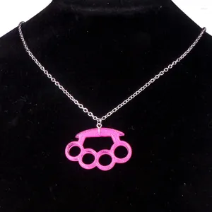 Pendentif Colliers Kpop Mode Punk Chaîne Résine Glitter Knuckle Collier Pour Femmes Hommes Collares Para Mujer Y2k Bijoux En Acier Inoxydable