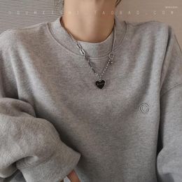 Pendentif Colliers Kpop Goth Noir Lettre Amour Coeur Chaîne Collier Pour Femmes Ras Du Cou Grunge Goblincore E Fille Esthétique Amis Indie