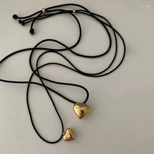 Pendentif Colliers Kpop Longue Corde Tressée En Métal Amour Simple Collier Pour Femmes Filles Collier Chaîne Charmant Y2k Mode Français Bijoux Cadeau