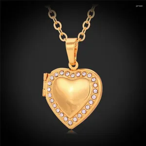 Pendentif Colliers Kpop Po Médaillon Collier Coeur Autrichien Strass Or Couleur Bijoux De Mode Pour Femmes/Hommes Accessoires Marque P609