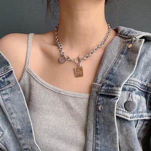 Pendentif Colliers Kpop Street Punk Choker Métal Chunky Chaîne Collier Court Pour Femmes Egirl Goth Cool JewelryPendant